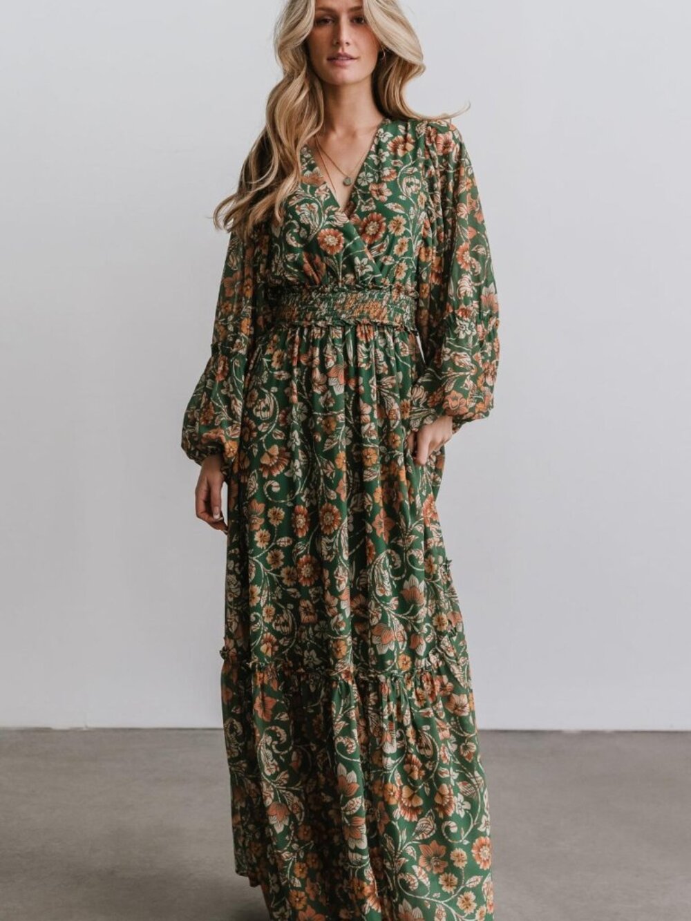 Baltic Born Green Floral Bria Maxi Dress Medium - Picture 2 of 4